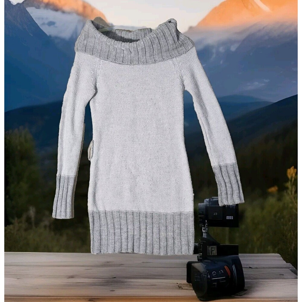 Sweater Project Knit Sweater Tunic Dress Womens Medium, Gray Hipster Minimalist